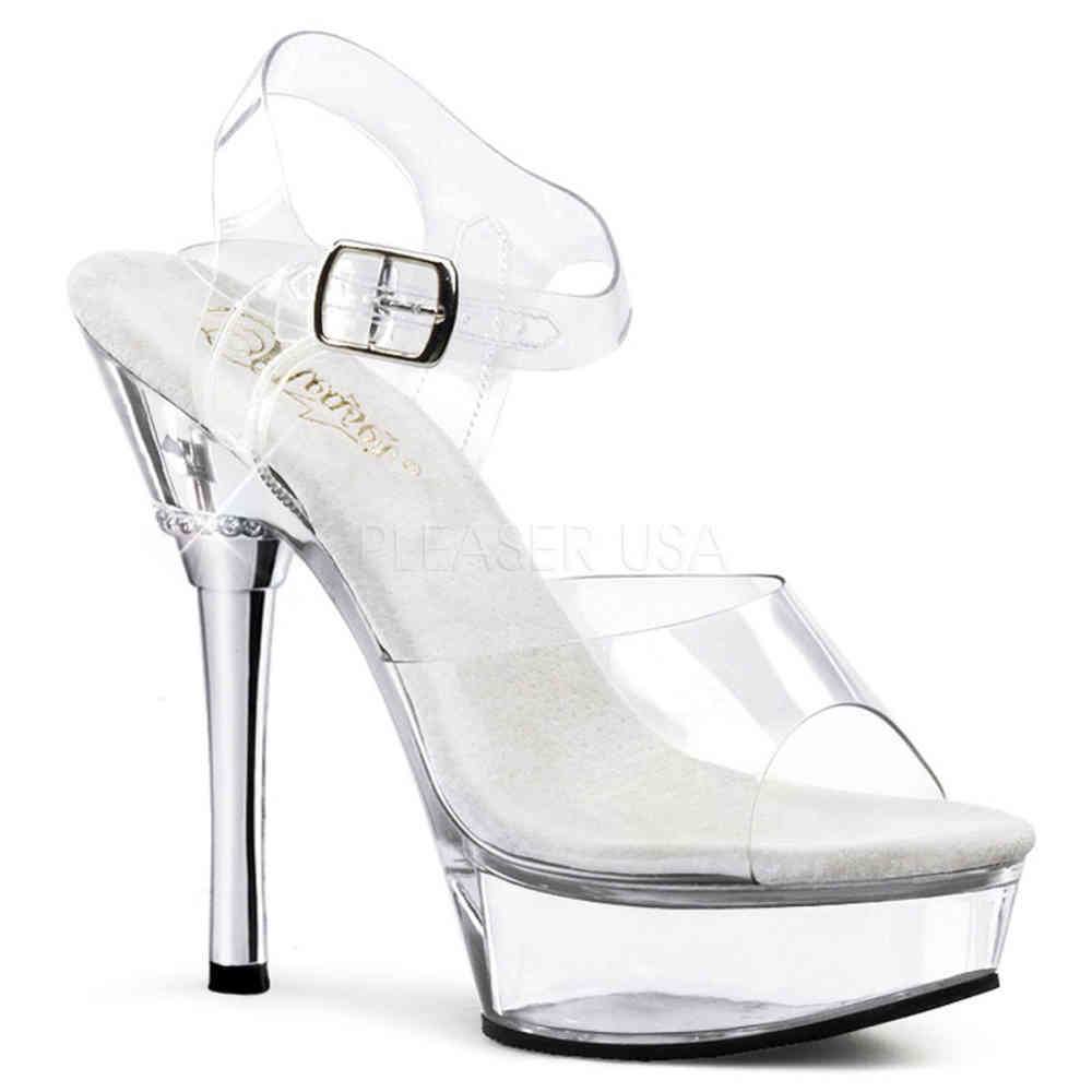 Pleaser - ALLURE608 Sandale à bride à la cheville - Transparent/Couleur argent Product image